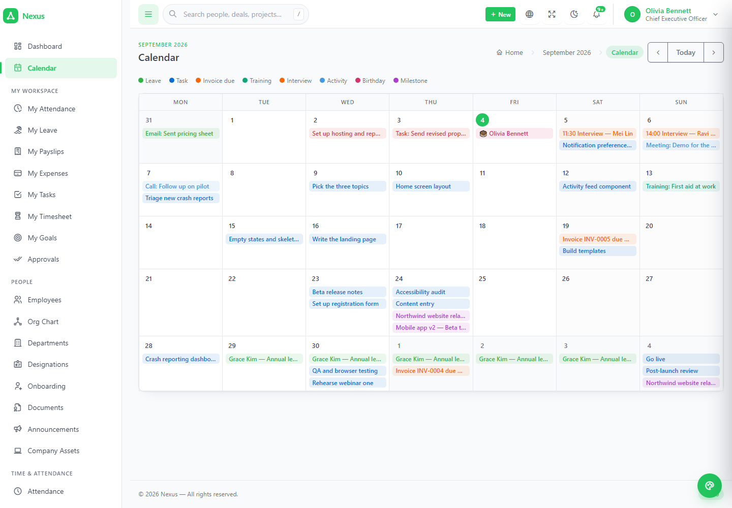 Shared calendar
