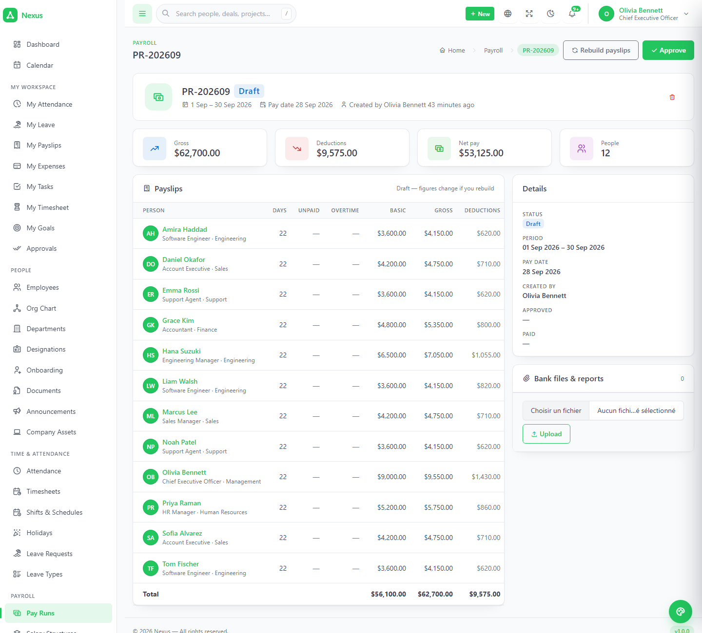 Pay run detail
